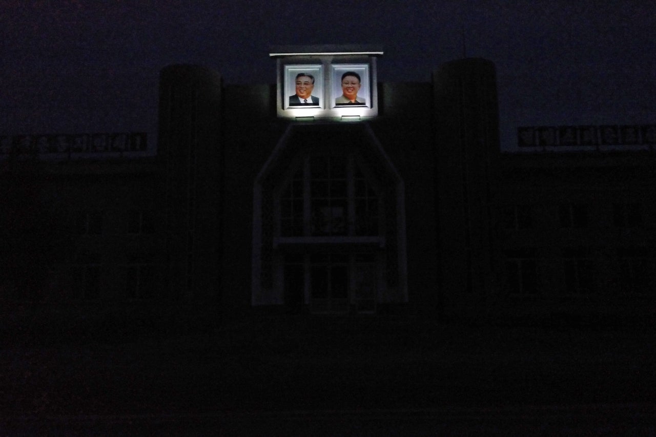 Chu said there was almost no light in the village at night, with the exception of the bulbs shining on the portraits of the country's past leaders, Kim Il Sung and Kim Jong Il.