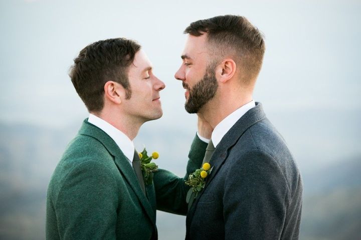 Kit Williamson (left) married John Halbach on Feb. 27. 