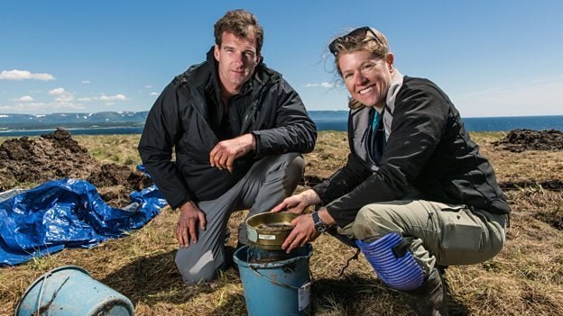 Archaeologist Sarah Parcak, pictured here with BBC presenter Dan Snow, says she may have unearthed a second Viking settl