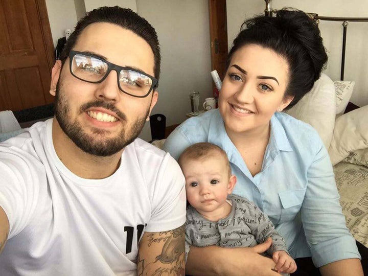 Chloe Hedges, Jake Banyard and their son Frankie - now six months