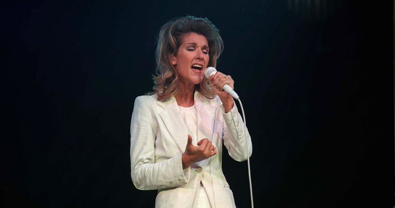 Celine Dion at Wembley Arena in London, 1996. 