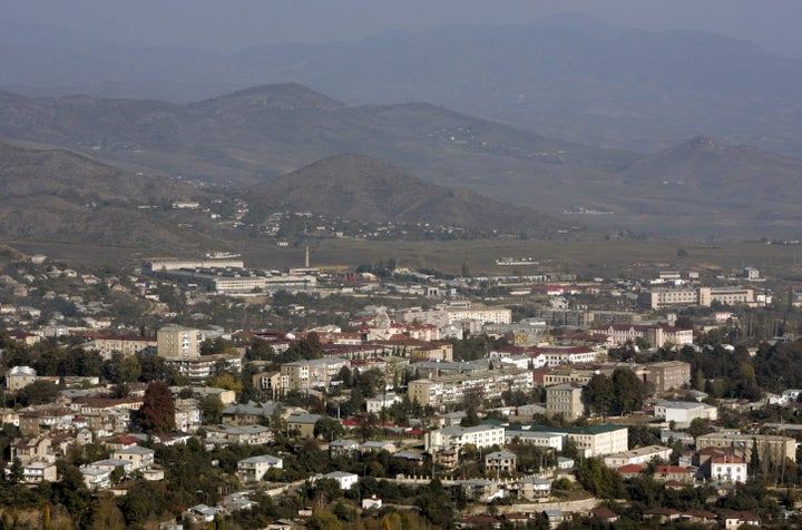 A general view shows Nagorno Karabakh's main city of Stepanakert, in this October 30, 2009 file photo.