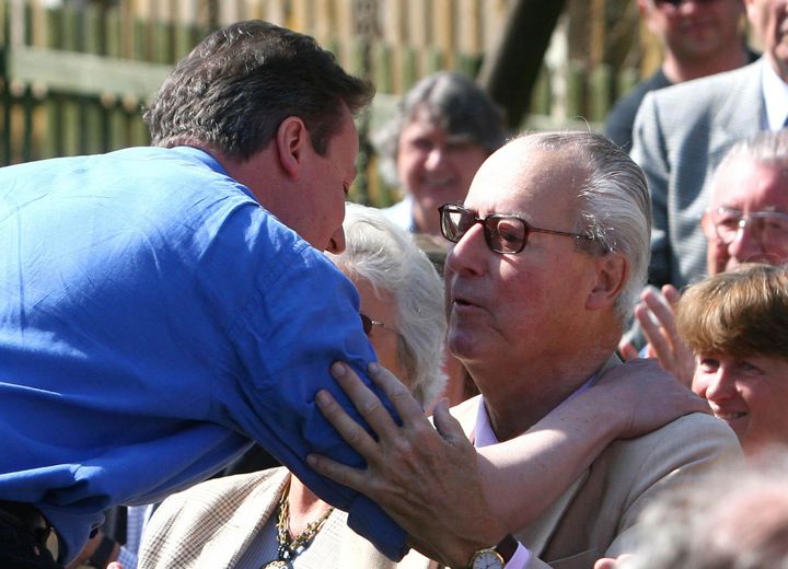 <strong>David Cameron (left) greeting his father Ian (right) during the 2010 General Election campaign</strong>