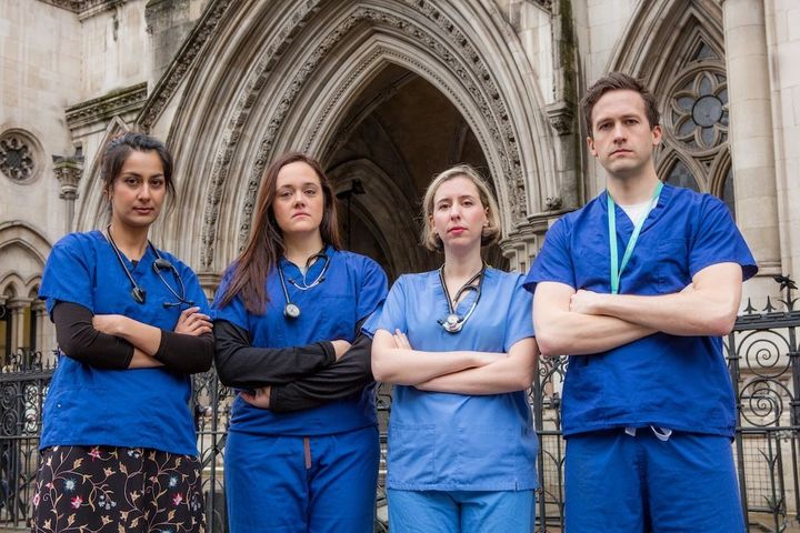 The medics challenging Hunt. From left to right: Dr Nadia Masood, Dr Marie-Estella McVeigh, Dr Francesca Silman, Dr Ben White