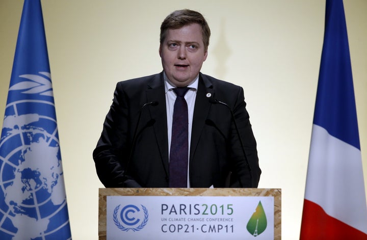 Iceland Prime Minister Sigmundur Gunnlaugsson delivers a speech during the World Climate Change Conference 2015. Gunnlaugsson