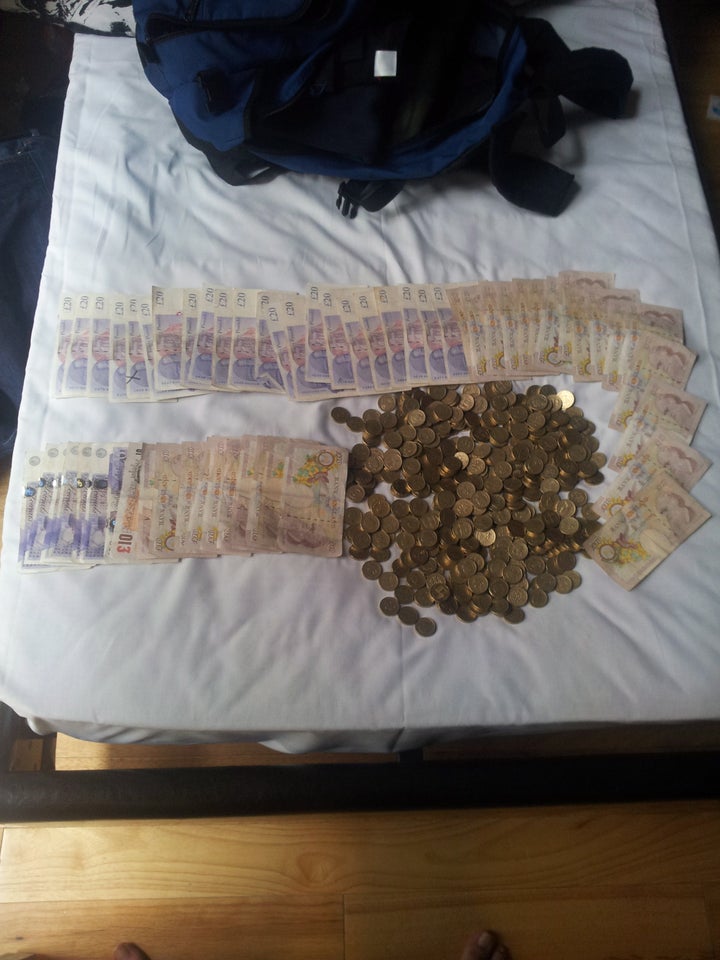 Picture of the coins and notes that North Yorkshire Police retrieved