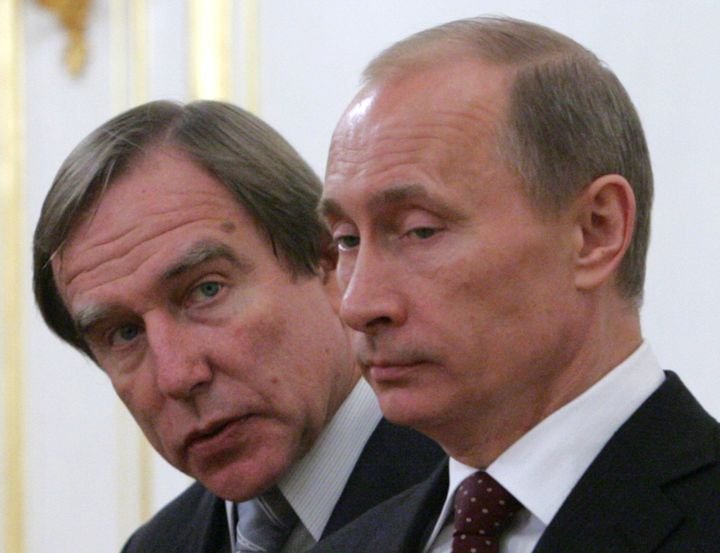 Russian billionaire and businessman Sergei Roldugin with President Vladimir Putin. The Panama Papers show a trail from Roldugin to vast offshore holdings.