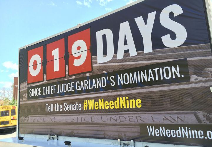 The billboard truck will display the number of days since Obama nominated Garland. 