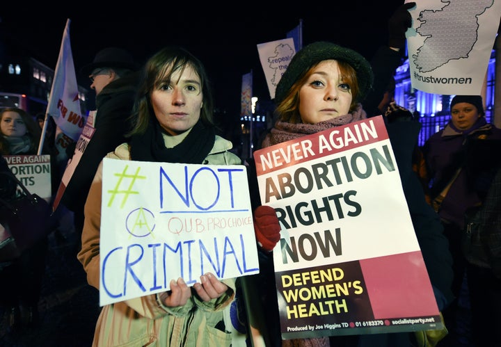 <strong>Pro Choice activists rally outside City Hall in Belfast</strong>
