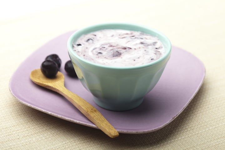 Greek yoghurt and blueberries. 