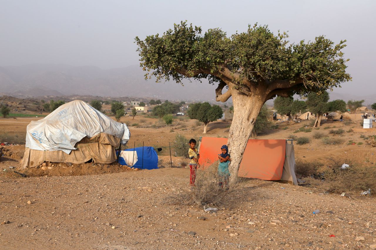 Many of the people who live in the camp were forced to leave their villages in neighboring Saada province.