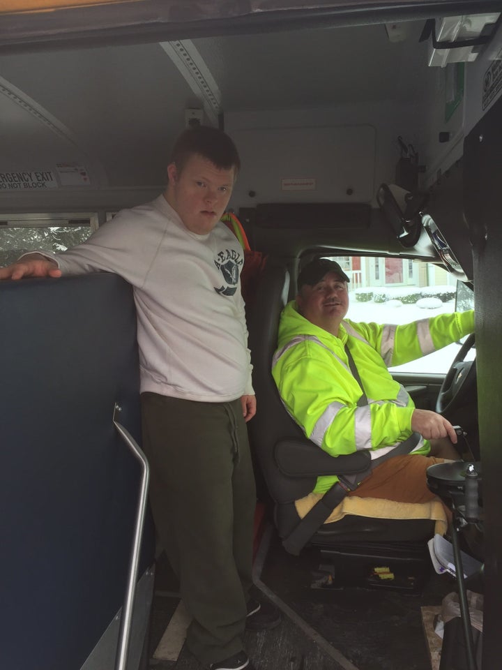 Ty with Reynolds on the school bus. 