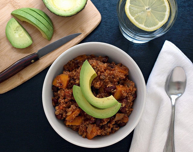 Get the <a href="http://thesimpleveganista.blogspot.com/2013/03/sweet-potato-quinoa-chili.html" target="_blank" data-beacon="{"p":{"mnid":"entry_text","lnid":"citation","mpid":4}}">Sweet Potato And Quinoa Chili recipe</a> from The Simple Veganista.