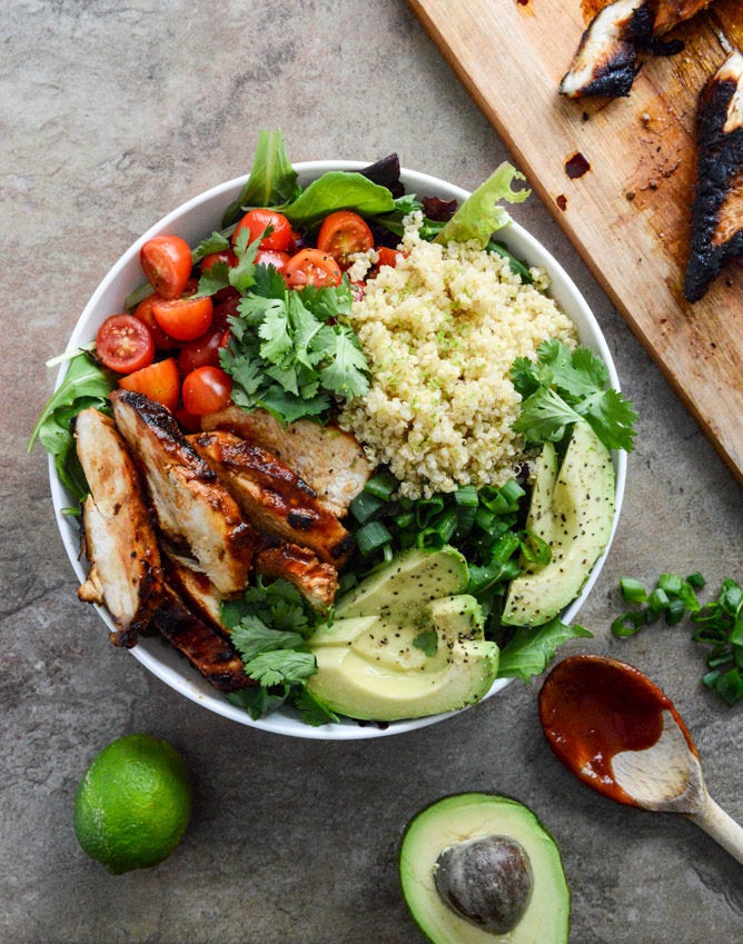 Get the <a href="http://www.howsweeteats.com/2014/01/honey-chipotle-chicken-bowls/" target="_blank" data-beacon="{"p":{"mnid":"entry_text","lnid":"citation","mpid":7}}">Honey Chipotle Chicken Bowls recipe</a> from How Sweet It Is.
