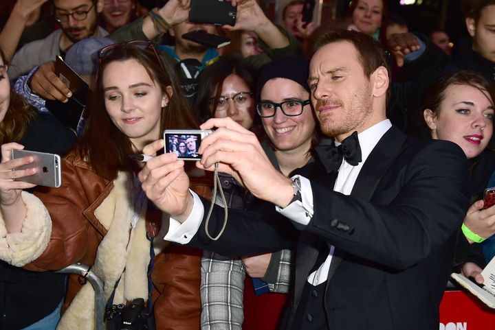 Michael Fassbender meets fans at the premiere of Steve Jobs