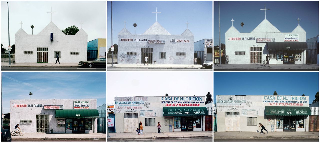 7316 South Broadway, Los Angeles, shown in 1992, 1996, 1999, 2000, 2012 and 2014.