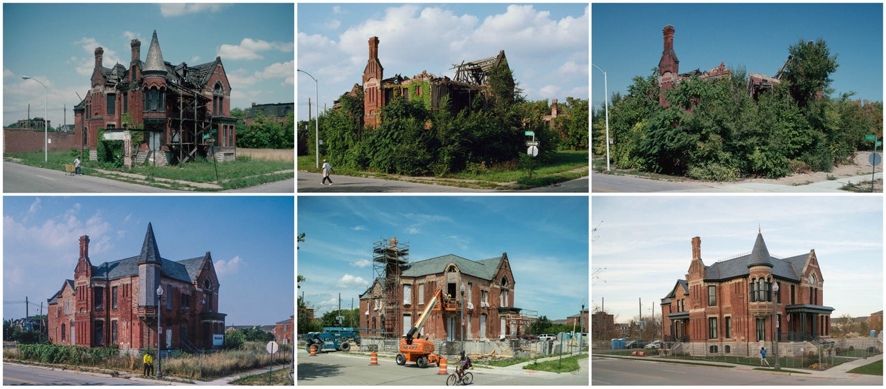 Ransom Gillis Mansion, Alfred at John R St., Detroit, shown in 1993, 2000, 2002, 2012, 2015 and again in 2015.