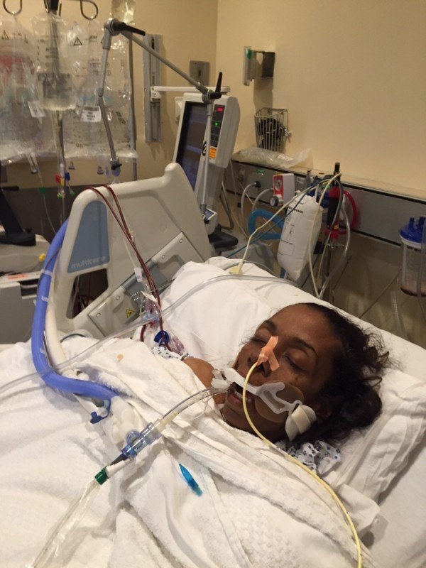 Tanya on breathing tube in ICU.