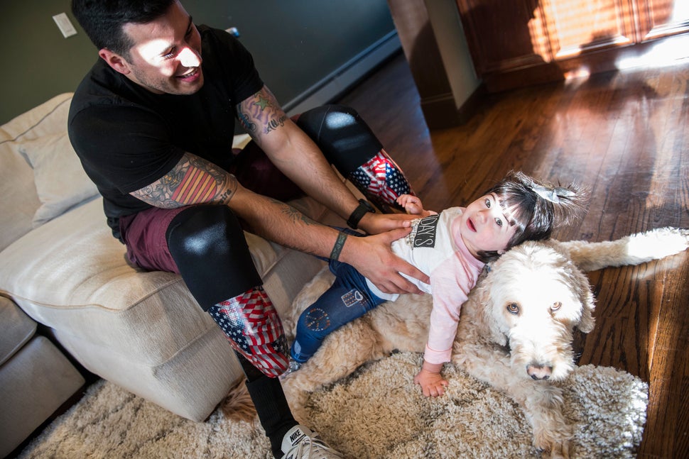 Ferreira plays with Tianna and the family's dog. 