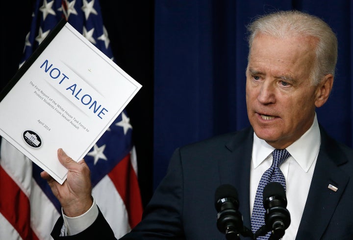 Biden speaks during an event on protecting students from sexual assault.