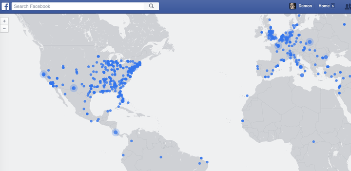 A view of Facebook's new Live Map, which shows you where you can see people broadcasting video in real-time.