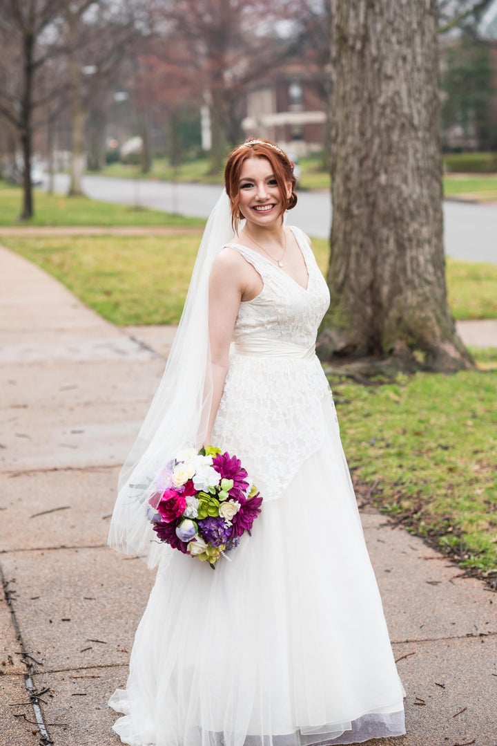 Julia's wedding dress was worn by both her mother and her grandmother.