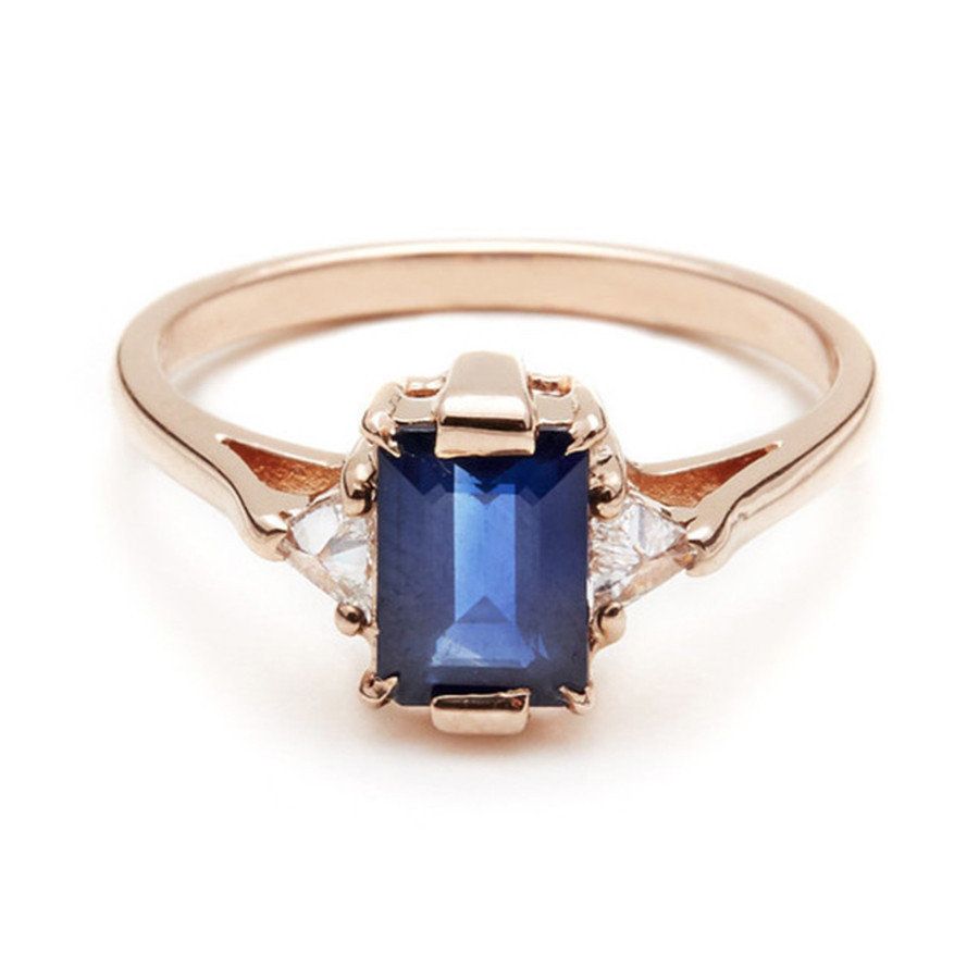 Anna Sheffield Bea Three Stone Ring - Blue Sapphire