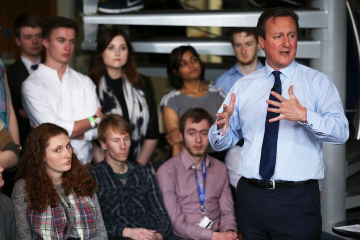 Selected students were allowed to hear David Cameron speak at Exeter University on Thursday