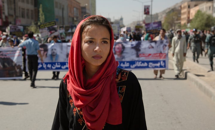 VICE correspondent Isobel Yeung at a women's rights protest in Kabul, Afghanistan.