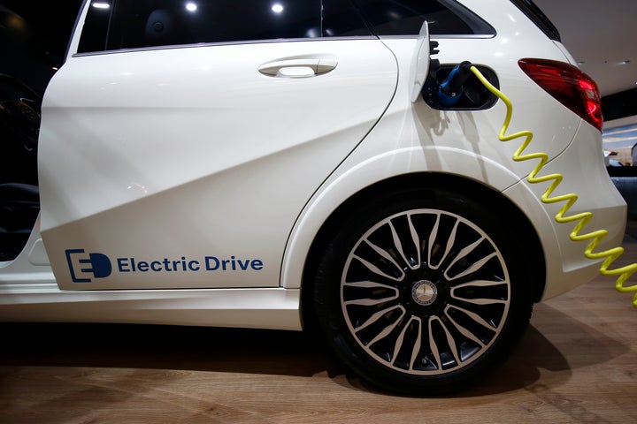 The Mercedes B-Class Electric Drive is presented during the media day at the Frankfurt Motor Show in Frankfurt, Germany, in September.