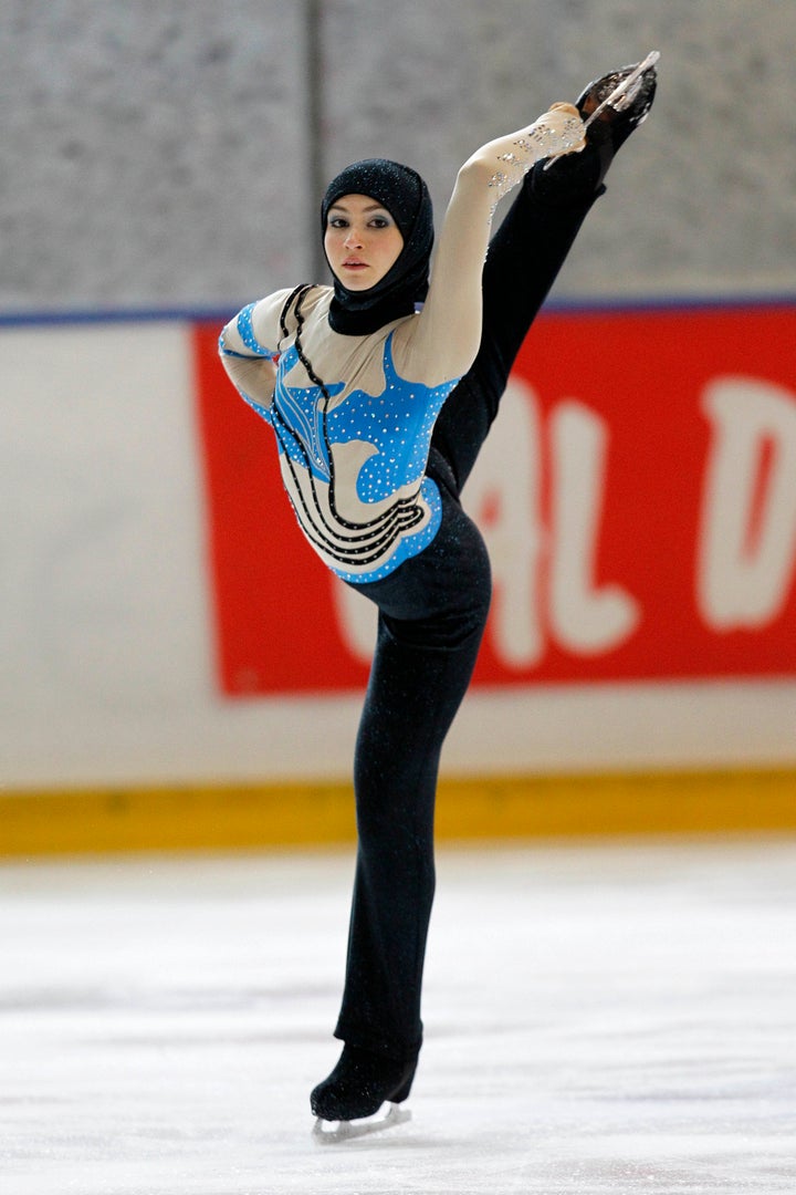 Zahra Lari performs during the figure skating European Cup on April 12, 2012 in Canazei, northern Italy.