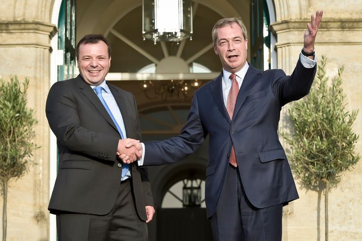 Arron Banks, left, with Ukip leader Nigel Farage