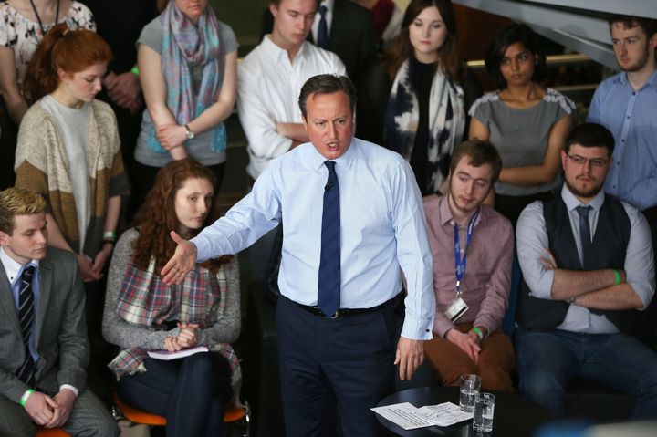 Prime Minister David Cameron addresses students at Exeter University earlier in the day.