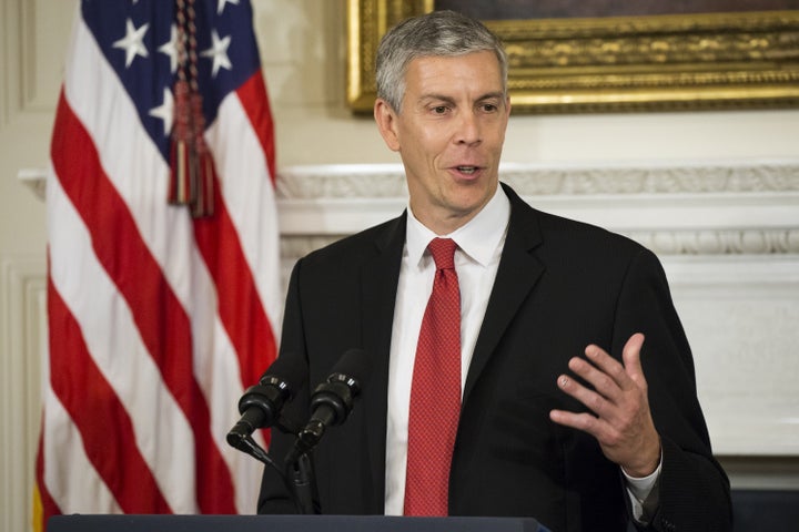 Former Secretary of Education Arne Duncan during a 2015 press conference. 