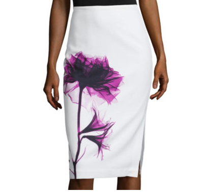 This Worthington Side Slit Pencil Skirt being sold by J.C. Penney has gone viral after someone interpreted the flower to look like a blood stain.