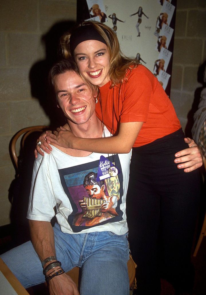 Guy Pearce and Kylie Minogue pictured together in 1990.