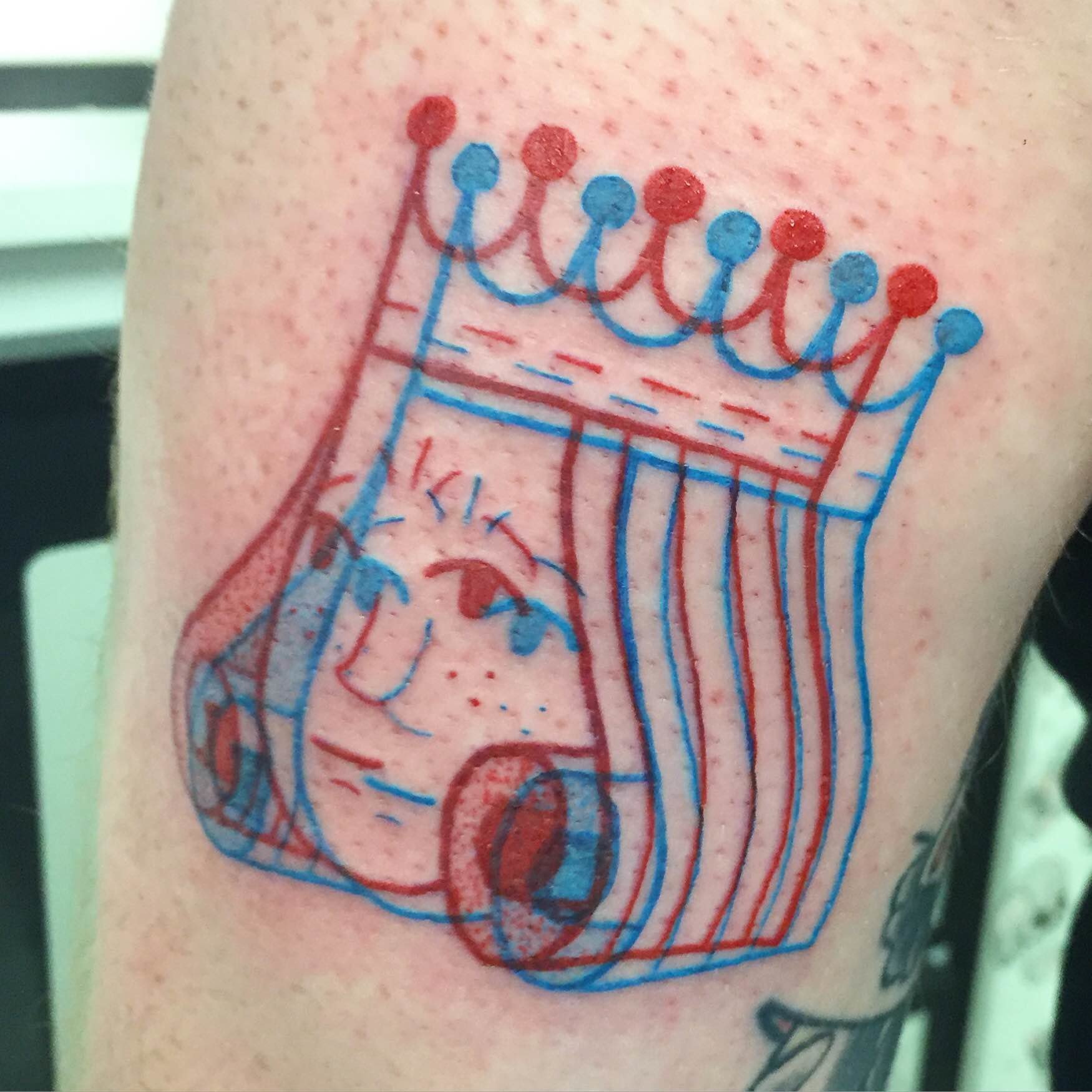 Tattoo uploaded by Xavier • Anaglyph tattoos by Marcus Yuen. #MarcusYuen # anaglyph #3d #crown #logo #leica #camera • Tattoodo