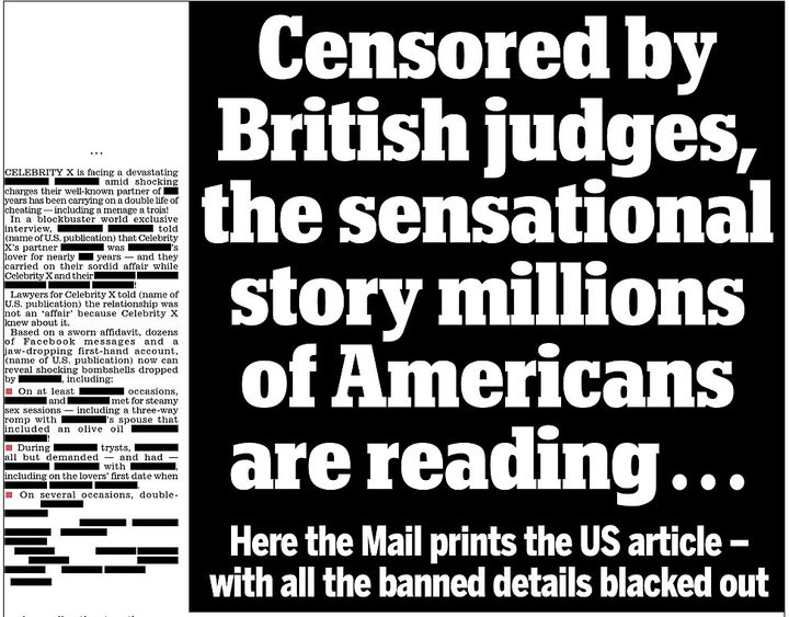 A redacted version of an article naming the celebrity that MailOnline ran in the US.