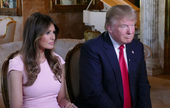 Donald and Melania Trump tape an interview with Barbara Walters at their home in Manhattan.