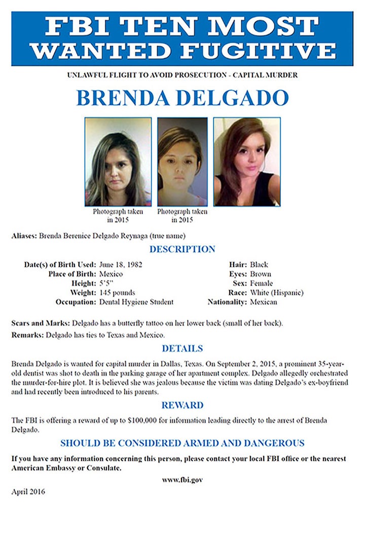 Delgado was added to the Ten Most Wanted Fugitive list in April 2016.