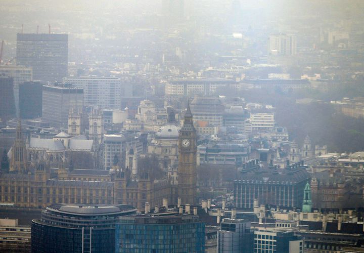 Parliament shrouded in smog in central London 