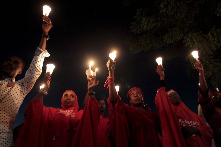 Bring Back Our Girls campaigners hold candles at a rally for the Chibok girls last August. It has been two years since nearly 300 girls were abducted by the Islamist extremist group Boko Haram.