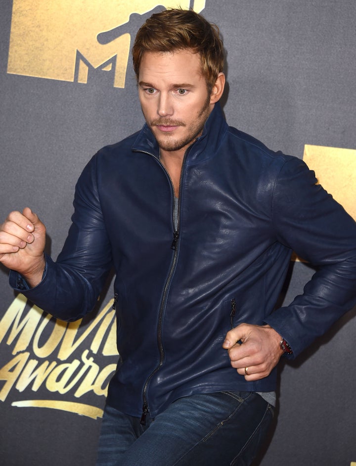 Chris Pratt strikes a pose on the 2016 MTV Movie Awards red carpet.