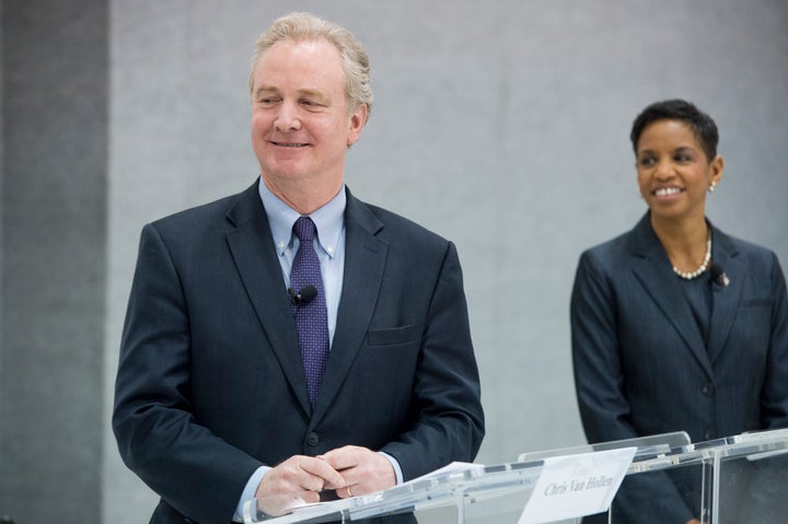 Maryland Democratic Senate candidate and Rep. Donna Edwards (right) has highlighted her opponent Rep. Chris Van Hollen's