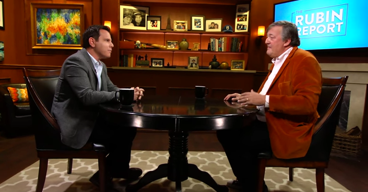 Stephen Fry (right) made the comments during an interview with Dave Rubin (left) 