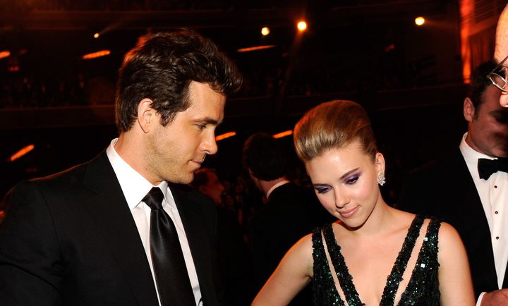Ryan Reynolds and Scarlett Johansson in the audience at the 64th Annual Tony Awards at Radio City Music Hall on June 13, 2010 in New York City.