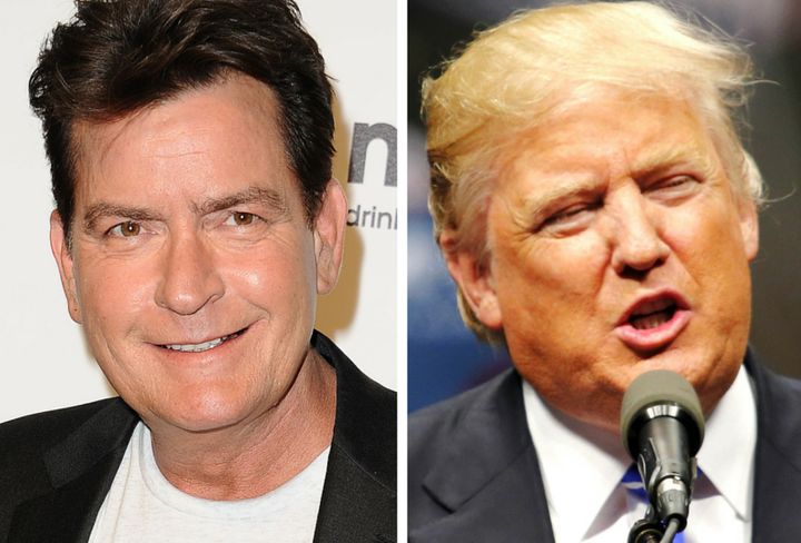 (L) Actor Charlie Sheen and GOP candidate Donald Drumpf. 
