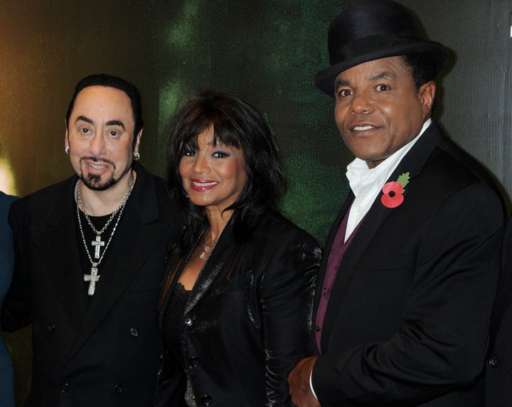 David Gest with two of the Jackson clan, Rebbie and Tito, in 2011