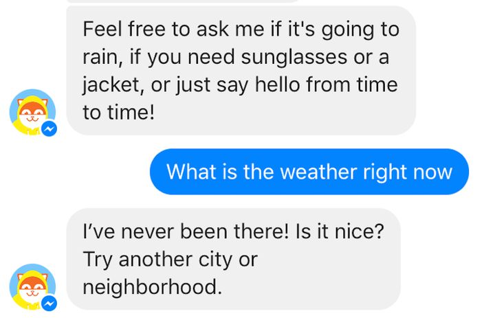 Facebook Messenger's weather bot 