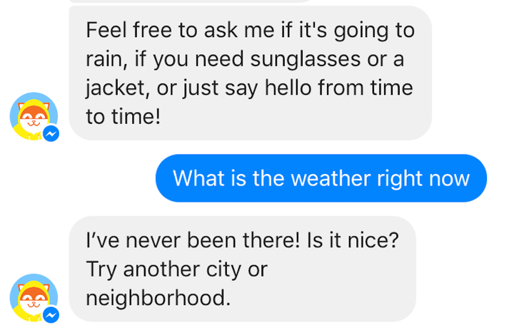 Facebook Messenger's weather bot